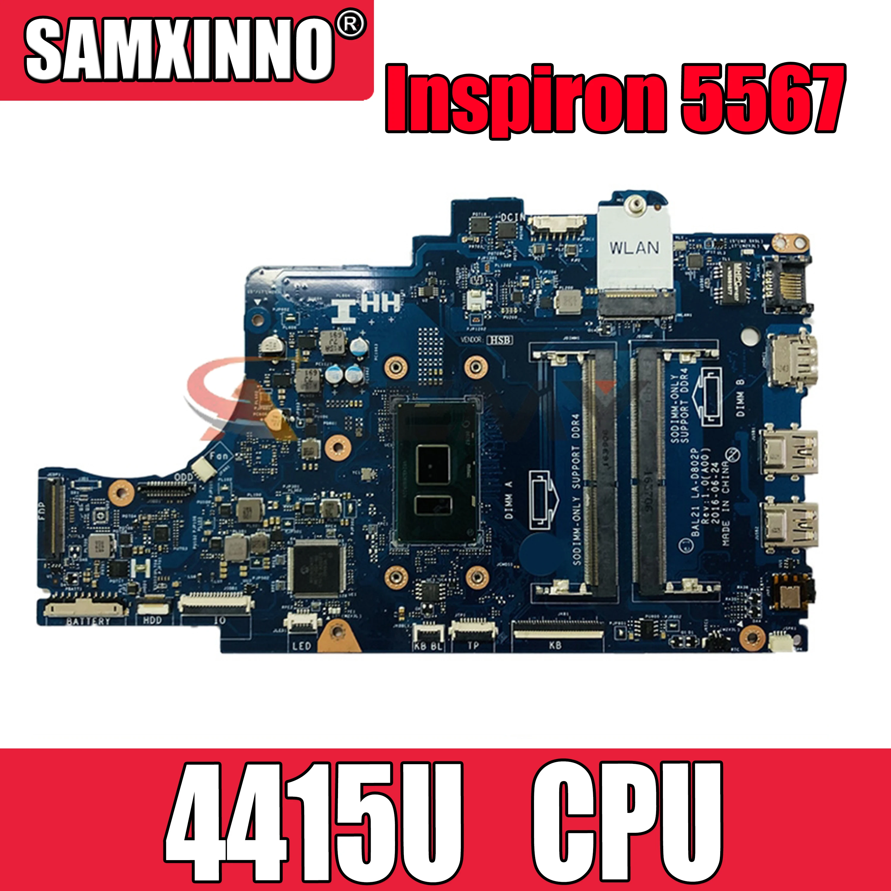 Для DELL Inspiron 5567 5767 Core Pentium 4415U Материнская плата ноутбука CN-0KY6H5 0KY6H5 BAL21 LA-D802P