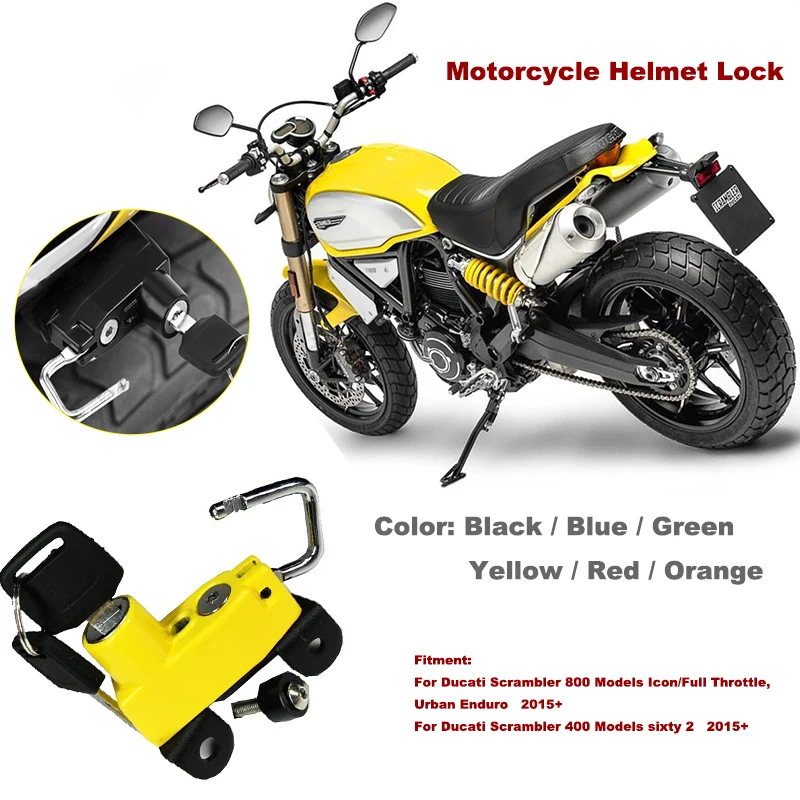 

For Ducati Scrambler 400 Models sixty 2 Icon/Full Throttle Urban Enduro 2015+ Motorcycle Helmet Lock with 2 Keys Aluminum alloy