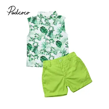

Leaves Toddler Baby Boys set Clothes sleeveless Vest Tank Top+Short Pants Summer Beach Outfits set clothes