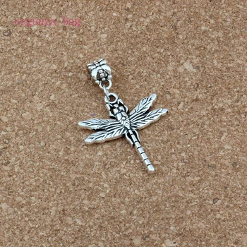 

50pcs/lots Zinc Alloy Cute Dragonfly Alloy Dangle Charm Beads Fit Charm necklace DIY Accessories 28.2x43.5mm A-555a