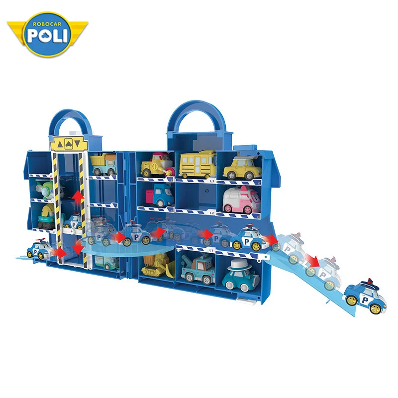 Robocar Poli Acion фигурка спасательного штаба набор для хранения стоянок склад школьный автобус сплав автомобиль игрушка подарок