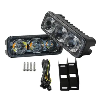 

AUTODRL Daytime Running Light 2 Pcs 3LED Universal Powerful Fog Lamp Nighttime Driving Turn Signal Lamp Car Exterior Assessoire