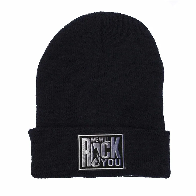 2019 New We Will Rock You Logo Winter Hats Casual Beanie For Men Women Fashion Knitted Hat Hip-hop Skullies | Аксессуары для