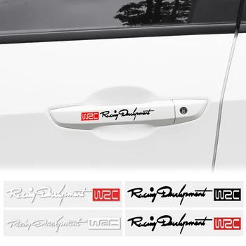 

4pcs Car Styling Fashion WRC World Racing Development Creative Car Door Handle Decals Dual Color Design Stickers Vinyls Decals