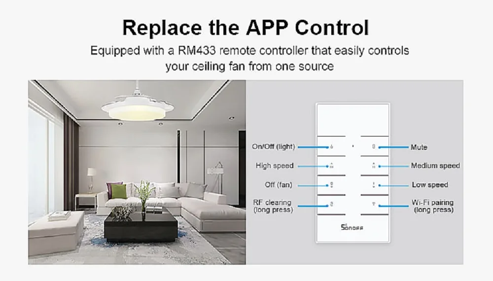 SONOFF IFAN03/RM433 Wifi умный потолочный вентилятор диммер переключатель вентилятор со светодиодным светильник скорость дистанционного управления 433 МГц Работа с Google Home