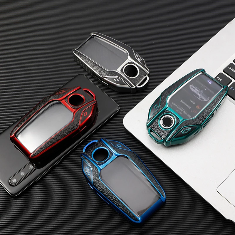 TPU+Leather LED Display Car Key Case Cover For BMW 5 7 Series G12 G11 G30 G32 G31 i8 I12 I15 G01 X3 G02 X4 G05 X5 G07 X7 Car Bag
