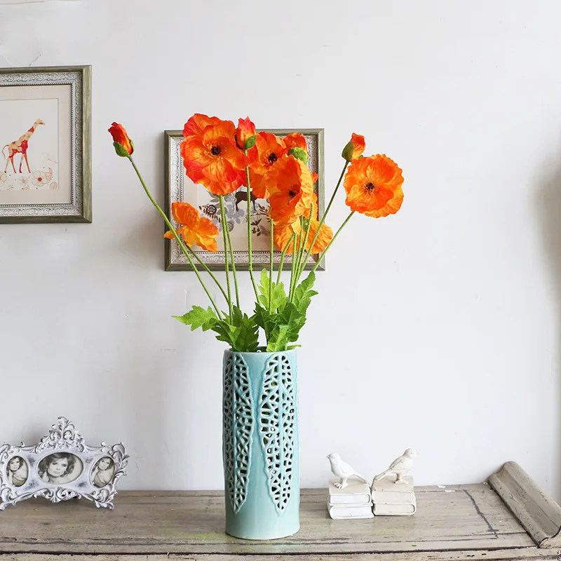 5 piezas de amapola искусственные de seda фарфор de amapola decoración de fiesta de novia de fiesta de boda