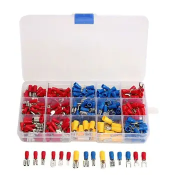 

280Pcs Assorted Insulated Spade Crimp Terminal Butt Electrical Wire Cold-Pressure Terminal Set Red Blue Yellow with Box