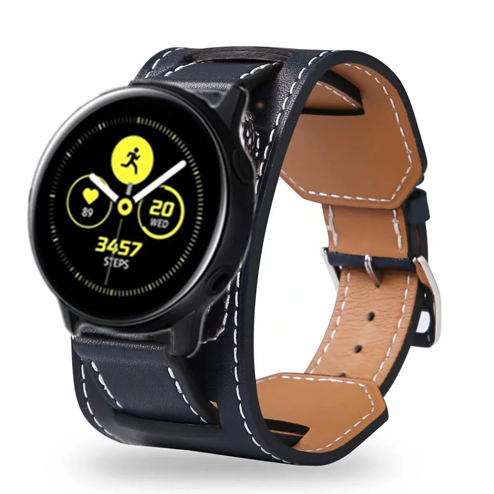 Кожаный ремешок для Samsung gear S3 s2 sport 20 мм 22 мм ремешок для часов huami amazfit bip huawei gt 2 Galaxy Watch Active 42 мм 46 мм
