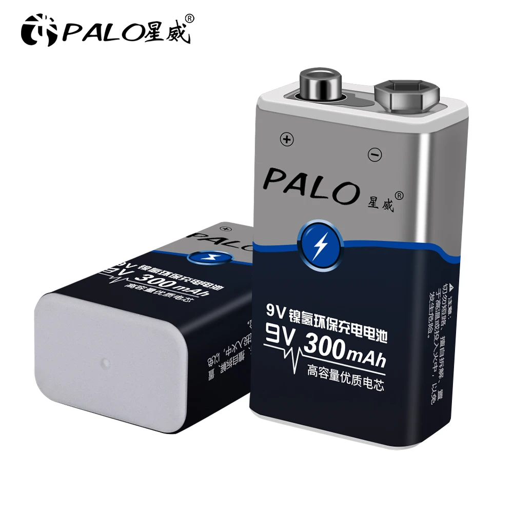 Никель металлогидридные аккумуляторы PALO 2 16 шт. 9 В 6F22 300 мА · ч Предварительно