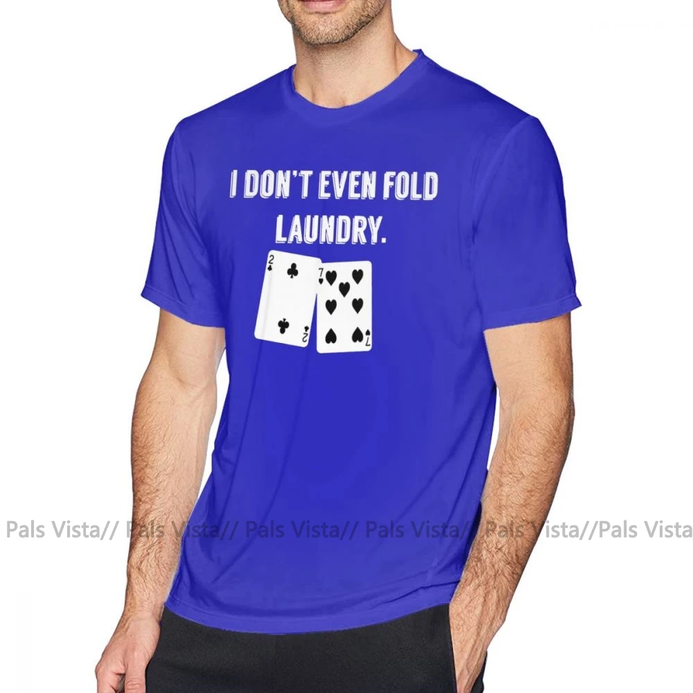Футболка для покера, смешная Футболка с принтом покера, 4xl, 100 хлопок, короткий рукав, Мужская Пляжная футболка - Цвет: Синий