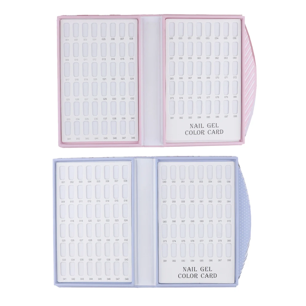 2 Set Total 176 Tips Display Space Book-shaped Nail Polish Color Display Artificial Nails Showing Board Manicure Practice Tools