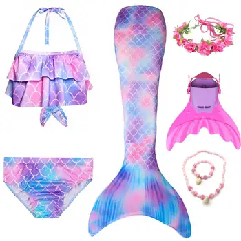 Girls Mermaid Tail For Swimming Cosplay Swimsuit Kid s Sparkle Mermaid Tails Swimmable Costume Swimwear