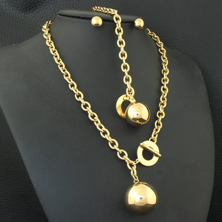 

2 Colors Necklace Bracelet Stud Earrings Newest Hot Stainless Steel Jewelry Sets For Women Fashion SFGZAVCE
