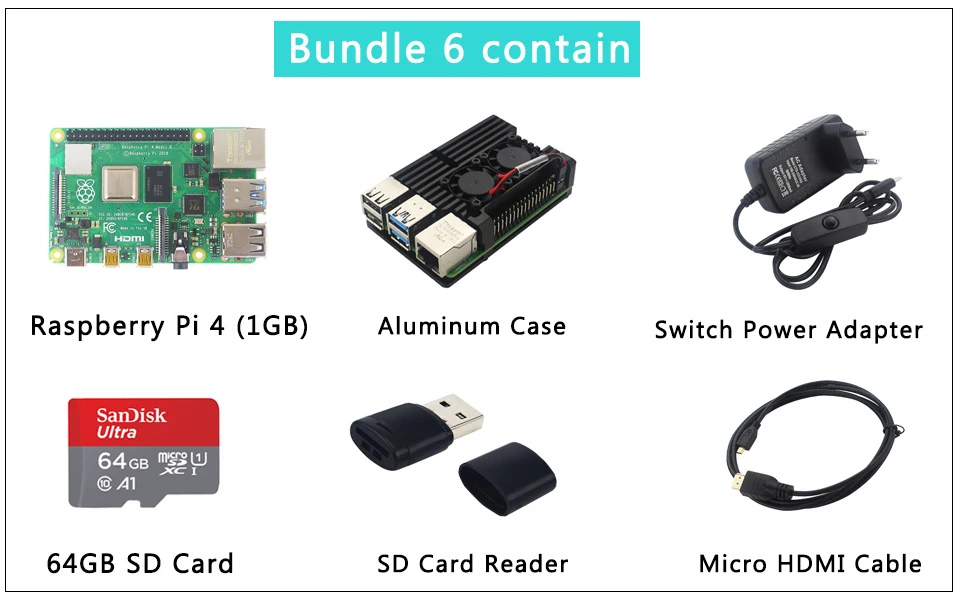 Оригинальный официальный Raspberry Pi 4 Модель B комплект двойной вентилятор алюминиевый корпус + 32 ГБ sd-карта + переключатель адаптер питания +