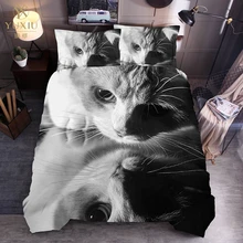 YuXiu, классическое 3D постельное белье для кошки, черное постельное белье, постельное белье, пододеяльник, набор пододеяльников, набор постельного белья, 3 шт., Твин, полный, королева, большой размер