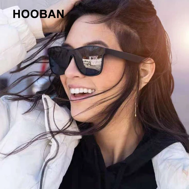 HOOBAN 2022 New Square Polarized Sunglasses Men Women Fashion Square Male Sun Glasses Brand Design One-piece Lens Eyewear UV400 3