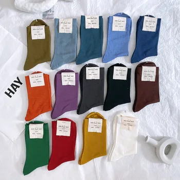 

Autumn New Products Women'S Socks Tube Mercerized Cotton Solid Color Tablet Japanese-Style Versatile Female