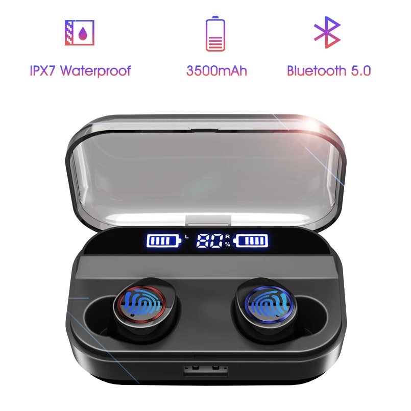 Беспроводная Bluetooth гарнитура X11 IPX7 Водонепроницаемая 5 0 с зарядным чехлом 3500 мАч