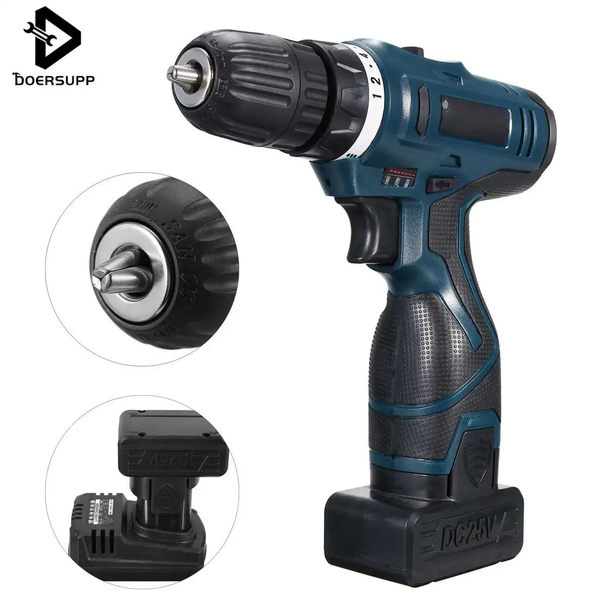 

25V Cordless Electric Drill 2 Speed Rechargeable Lithium Battery Home Multifunction Power Mini Drills