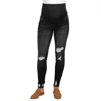 

Woman Ripped Jeans Maternity Pants Trousers Nursing Prop Belly Legging Pregnancy Grossesse Pantalon Denim Pregnant Woman #LR2