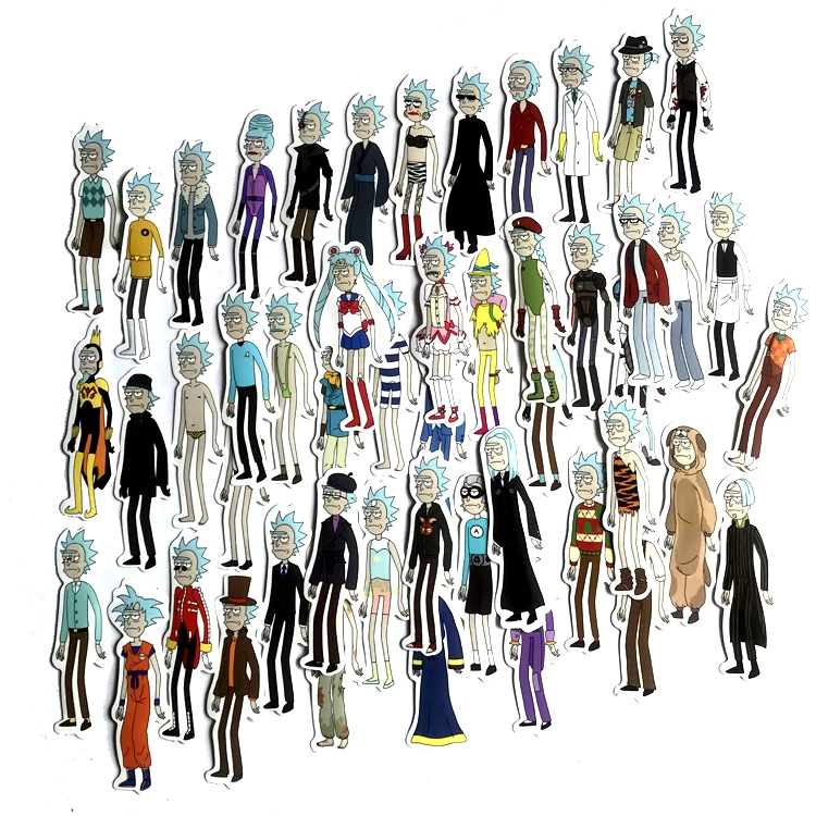 50 шт. 34 шт. PCSRick и Morty стикер с рисунком из мультфильма, правнук, водонепроницаемая аниме наклейка, автомобильная гитара, ноутбук, граффити, багаж, игрушечные наклейки