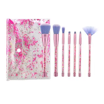 

7pcs Transparent Quicksand Makeup Brush Crystal Clear Handle Cosmetic Brush Pretty Makeup Brushes