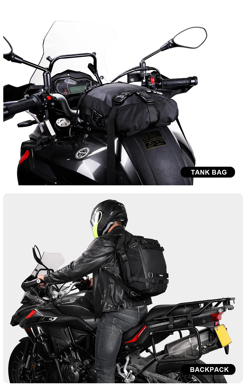 Rhinowalk Motorcycle Motocross Rear Seat Bag 10L 20L 30L Waterproof Luggage Pack Multi-Function 4 IN 1 Bumper Modification Bale (7)