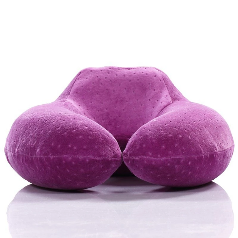 Purple U-образная подушка для шеи, 1 шт., Автомобильная подушка для путешествий, воздушная подушка, домашняя подушка для шеи, Офисная подушка, Удобная дорожная таблетка - Цвет: Purple