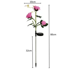Solar - Powered LED Flower Garden Lights - Waterproof Decorative Pathway Lamps - 2 PCS (Pink Rose)