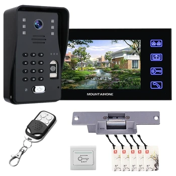 

Press 7inch Lcd RFID Password Video Door Phone Intercom Kit+ Electric Strike Lock+Wireless Remote Control Unlock EU Plug