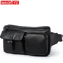 MAGICYZ новые кожаные поясные сумки мужские черные поясные сумки Мужские поясные сумки мульти-карманные поясные сумки нагрудные Чехлы для телефона сумки для живота
