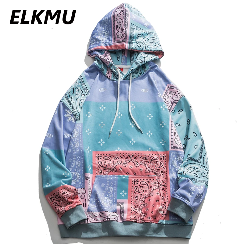 ELKMU Streetwear Bandana Patchwork Hoodies Sweatshirts Men Hip Hop Casual Autumn Hooded Pullover Harajuku Tops Oversize HE108 ELKMU Streetwear Bandana Patchwork Hoodies Sweatshirts Men Hip Hop Casual Autumn Hooded Pullover Harajuku Tops Oversize HE108
