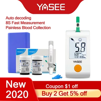 

Yasee meter 100pcs Test Strips Blood Glucose Meters Needles Lancets Sugar Monitor Collect Blood Glucometer mg/dl Diabetes Tester