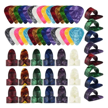 

62 Pcs Guitar Picks Set Includeing 8 Pcs Thumb Picks 24 Pcs Index Finger Picks 30 Pcs 0.46mm Guitar Picks
