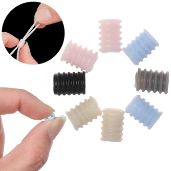 

100PCS Adjustable Drawstrings Lanyard Buckle Elastic Cord Non Slip Stopper Silicone Cord Locks Toggles Masks Making