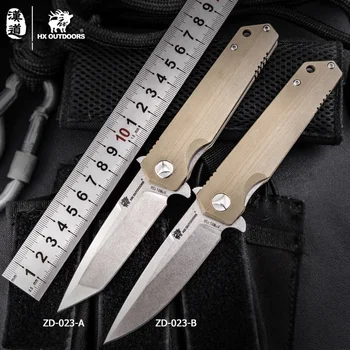 

HX OUTDOORS ZD-23 Folding Knife 9CR18Mov Blade G10 Handle Flipper Ball-Bearing Survival Tactical Utility EDC Tool Knife Gift