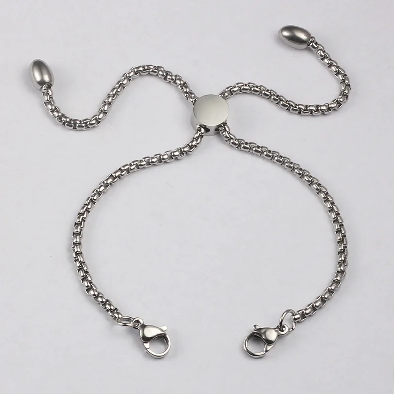 URSJEWELRY(16,2 см) 2,5 мм 316L нержавеющая сталь квадратный браслет Rolo цепь для живое очарование медальон - Окраска металла: silver