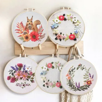 

Flower Embroidery Kit DIY Cross Stitch Set for Beginners Hanging Painting Decor Handmade Embroidery Craft Embroidery Supplies