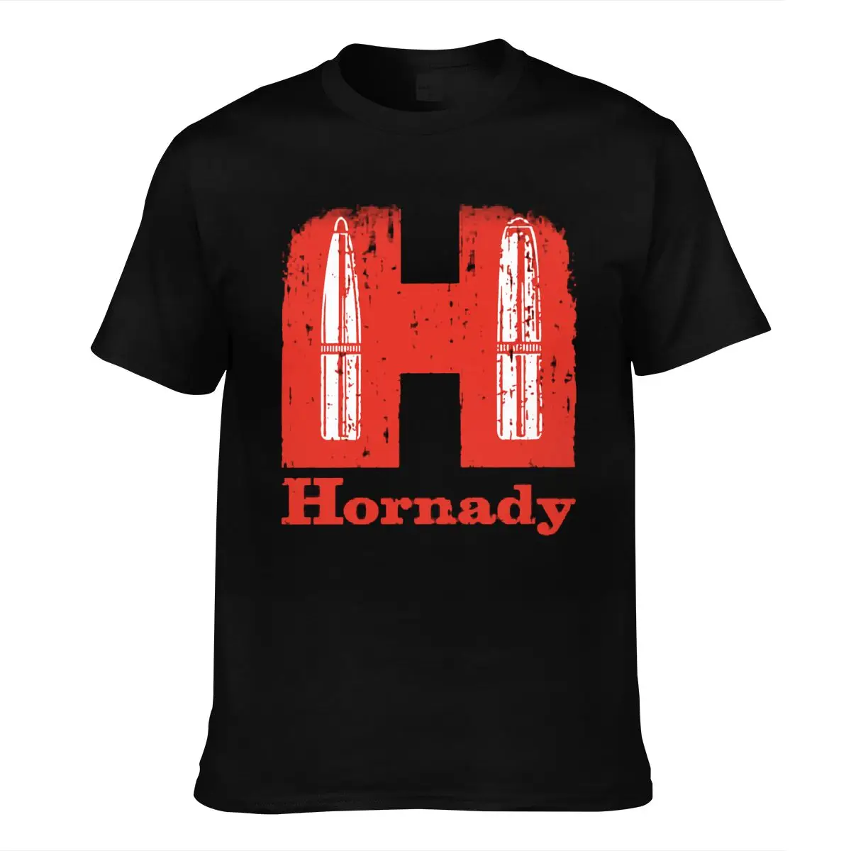 

Black Tee Shirt Hornady Hunter Bear Deer Hunting Gear Cool Worn Look Mens Print Casual Cotton Short O-neck Cn(origin) Worsted