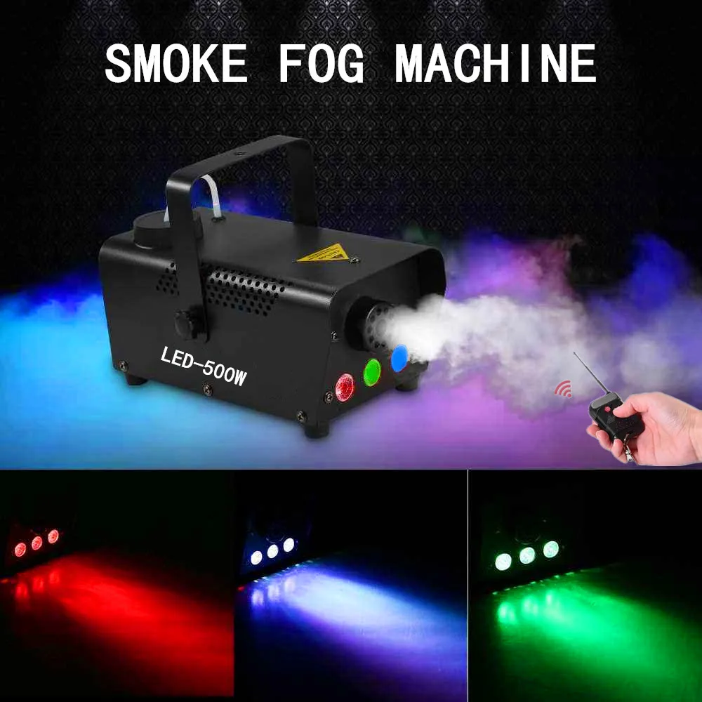 500w Fog Machine Disco Rgb Colorful Smoke Machine Mini Led With Remote