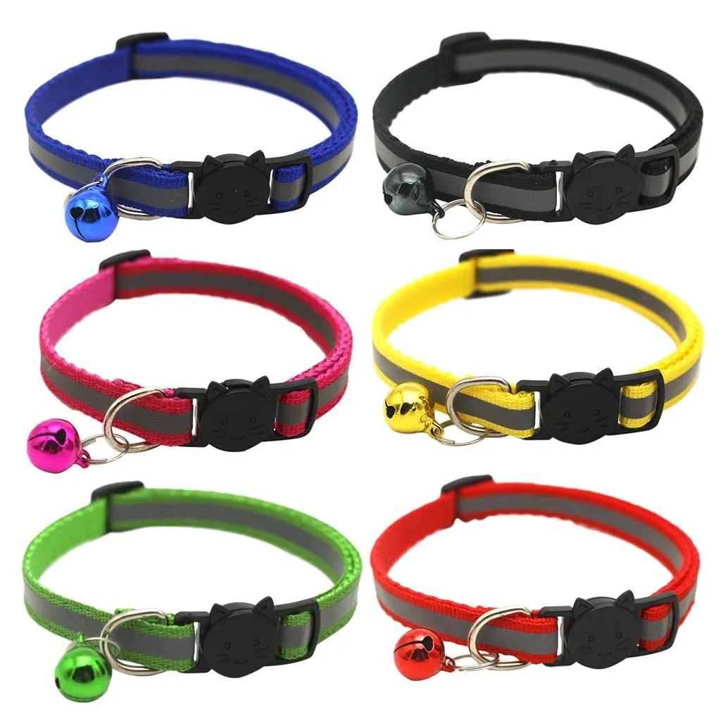 6 Pack Reflective Cat Collars Safety Quick Release With Bell Adjustable