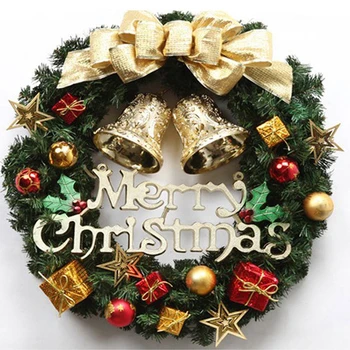 

FSISLOVER New Christmas Wreath 30cm Simulation Plant Wreath Eco-friendly PVC Xmas Flower Door Hanger Holiday Home Decorations