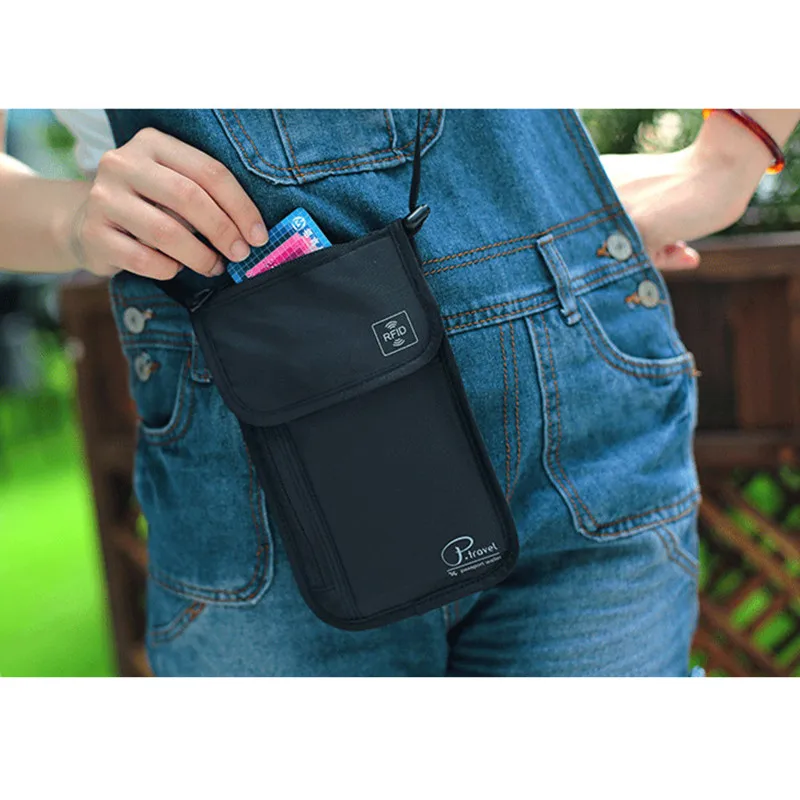 Дорожный кошелек на шею с RFID блокировкой дорожный для паспорта нейлоновый