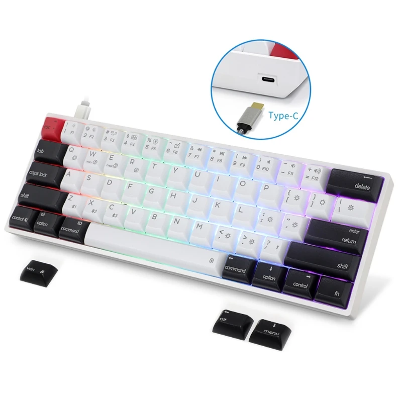 AK61 HotSwap Mechanical Keyboard Mini Portable Wired PBT Keycap Gateron Switch RGB Gaming Keyboard Designed for -Mac/Win