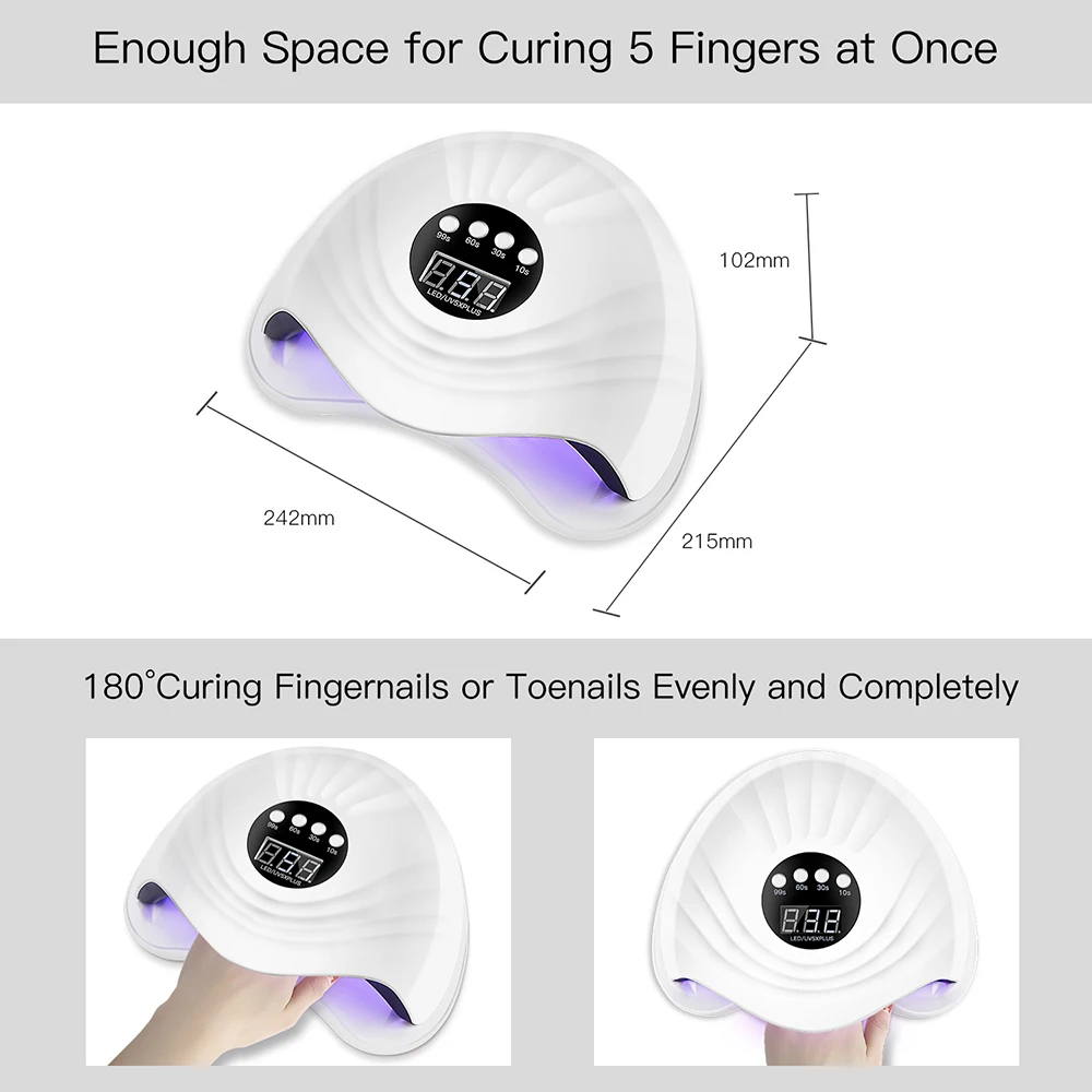 5X PLUS 48 Вт лампа для ногтей портативный светодиодный светильник для ногтей Сушилка для ногтей с 4 настройками таймера ЖК-экран лампа для сушки ногтей Лампа для гель-лака