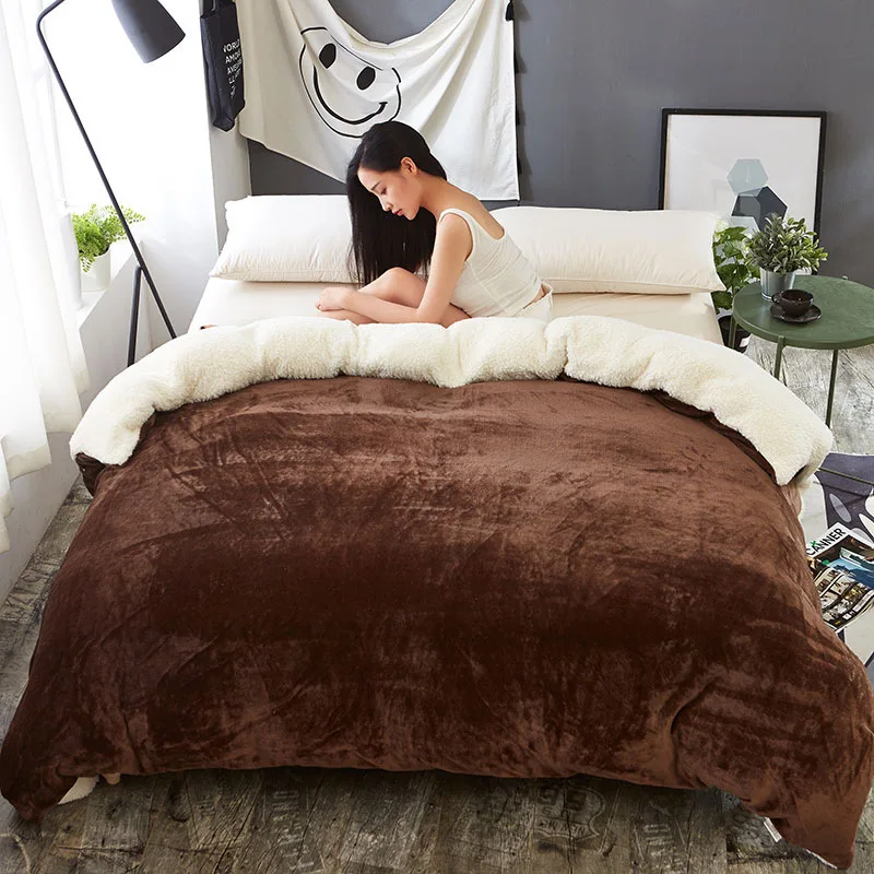 

Однотонный зимний утепленный флисовый пододеяльник большого размера для взрослых