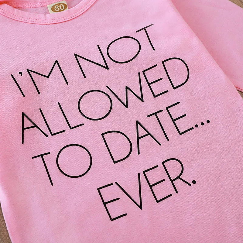 Розовые Детские боди с длинными рукавами и надписью «I'm Not Allow To Date Ever Infant Girls Coming Home» подарок для новорожденного