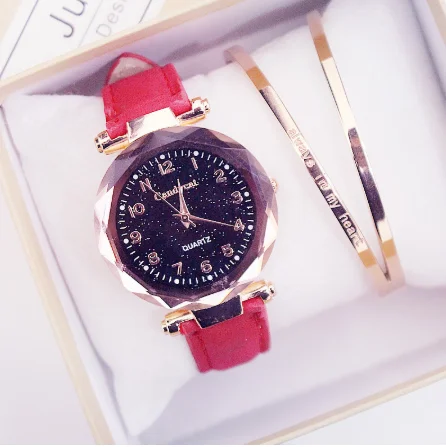 Frauen Uhren очаровательное звездное небо Uhr Frauen повседневное Leder Band Damen Armbanduhr Kleid quaris Uhr montre femme reloj mujer