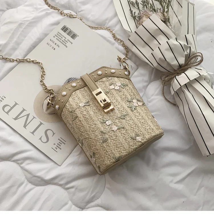 Bolsa feminina, соломенная сумка, кружевная, переносная сумка-мешок, женская, новинка, летняя, Сказочная, перламутровая, тканая, Мини, Студенческая сумка на цепочке